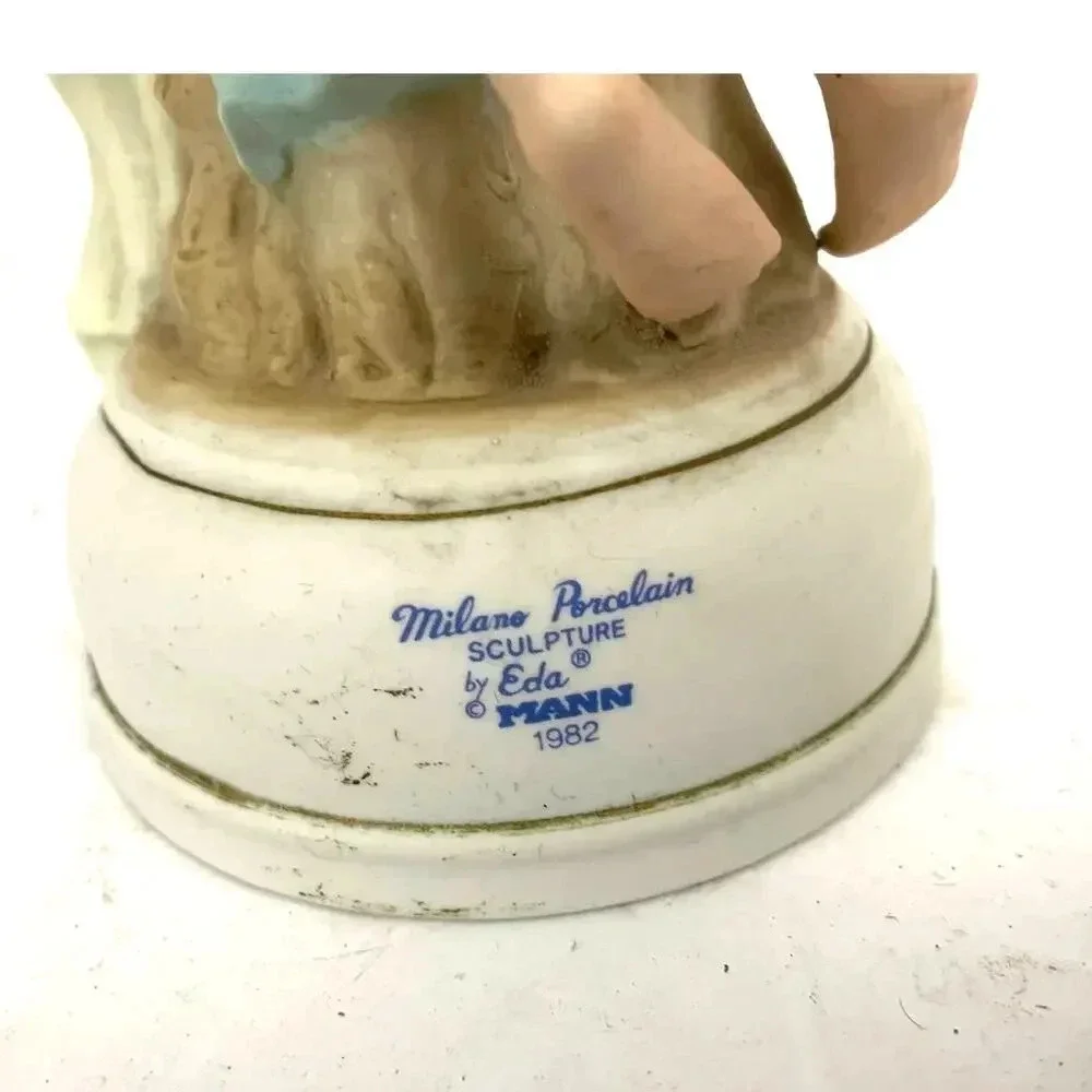 VTG Porcelain Angel‎ Music Box Milano Porcelain Sculpture Figure 1982 Eda Mann